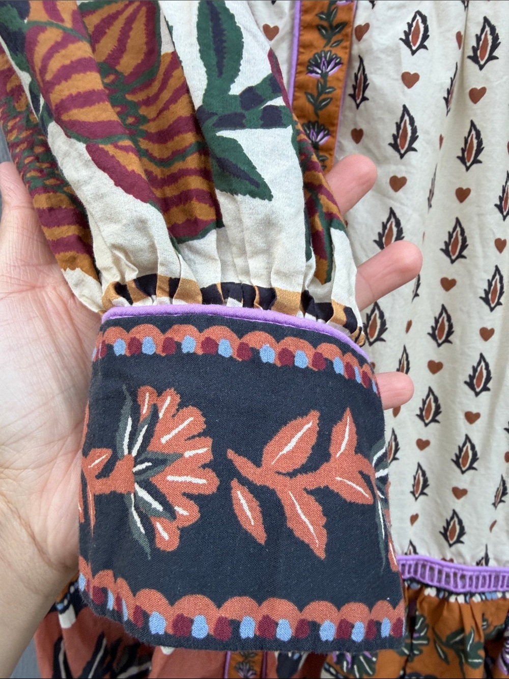FARM Rio Ainika Floral Patchwork Tiered Boho Midi Dress Size: XS - Picture 7 of 12